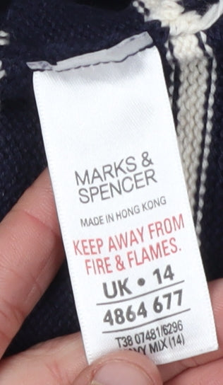 Marks and Spencer Women's Blue Striped Pullover