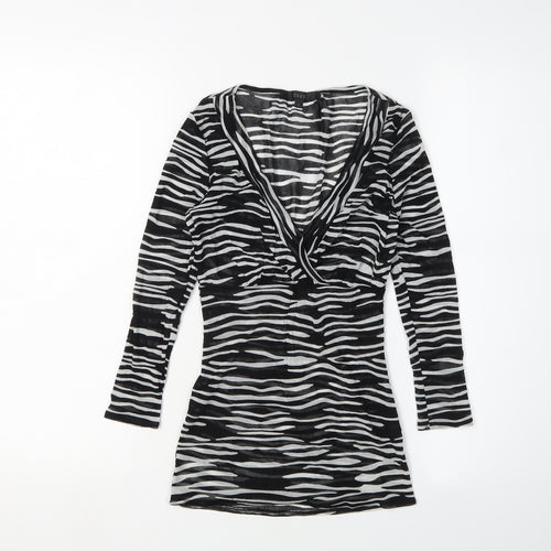 Coast Women's Black Animal Print V-Neck Wrap Blouse