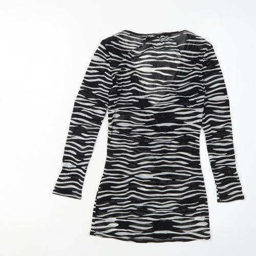 Coast Women's Black Animal Print V-Neck Wrap Blouse