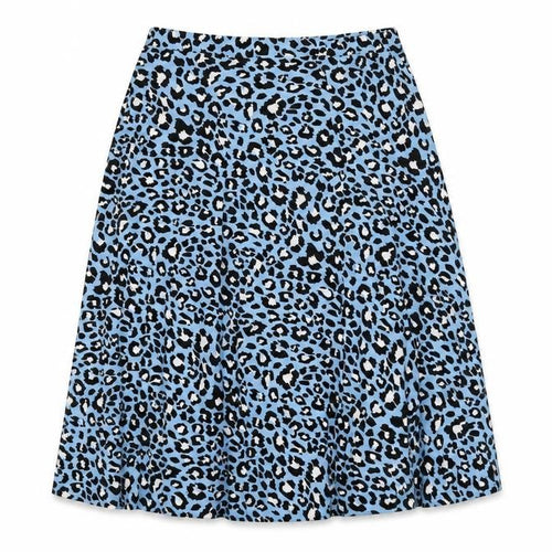 Oasis Women's Blue A-Line Midi Skirt, M, Animal Print