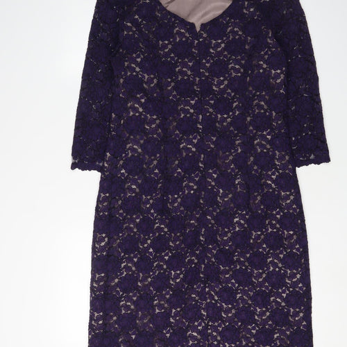 Kaliko Women's Purple Lace Sheath Dress Size 14