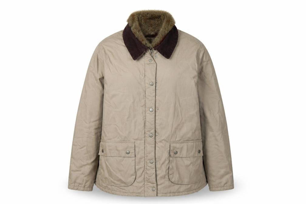 Front view of River Island Women's Beige Parka Coat, size 14, Casual