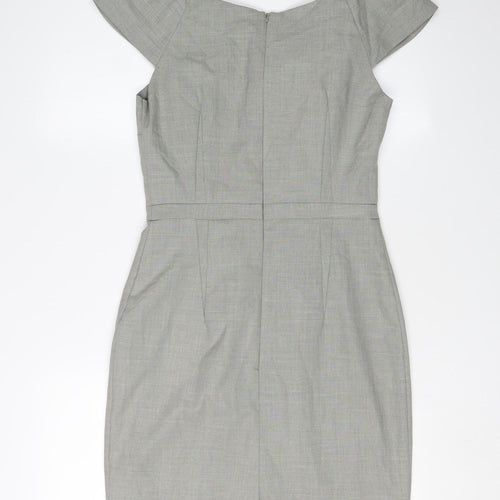 Oasis Women's Grey Sheath Dress Size 10 Short Sleeve