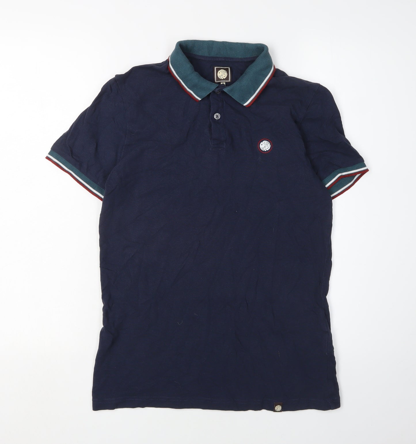 Pretty Green Men's Blue Polo Shirt S, Logo Accent