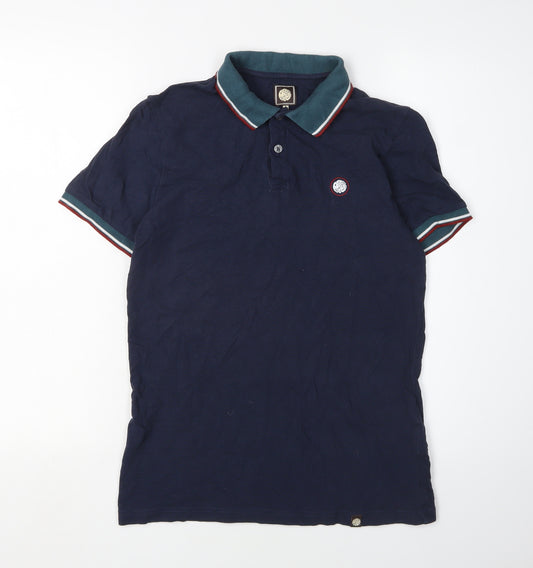 Pretty Green Men's Blue Polo Shirt S, Logo Accent