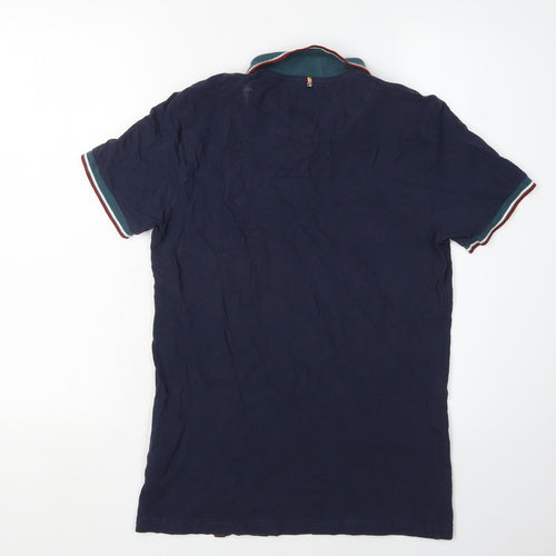 Pretty Green Men's Blue Polo Shirt S, Logo Accent
