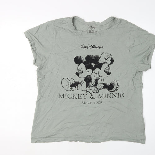 Disney Unisex Green Mickey & Minnie T-Shirt, M, Crew Neck