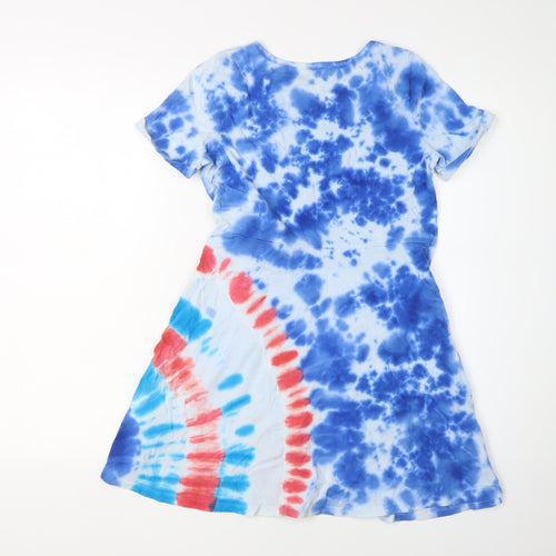 Lands' End Girls Blue Tie Dye T-Shirt Dress Size L