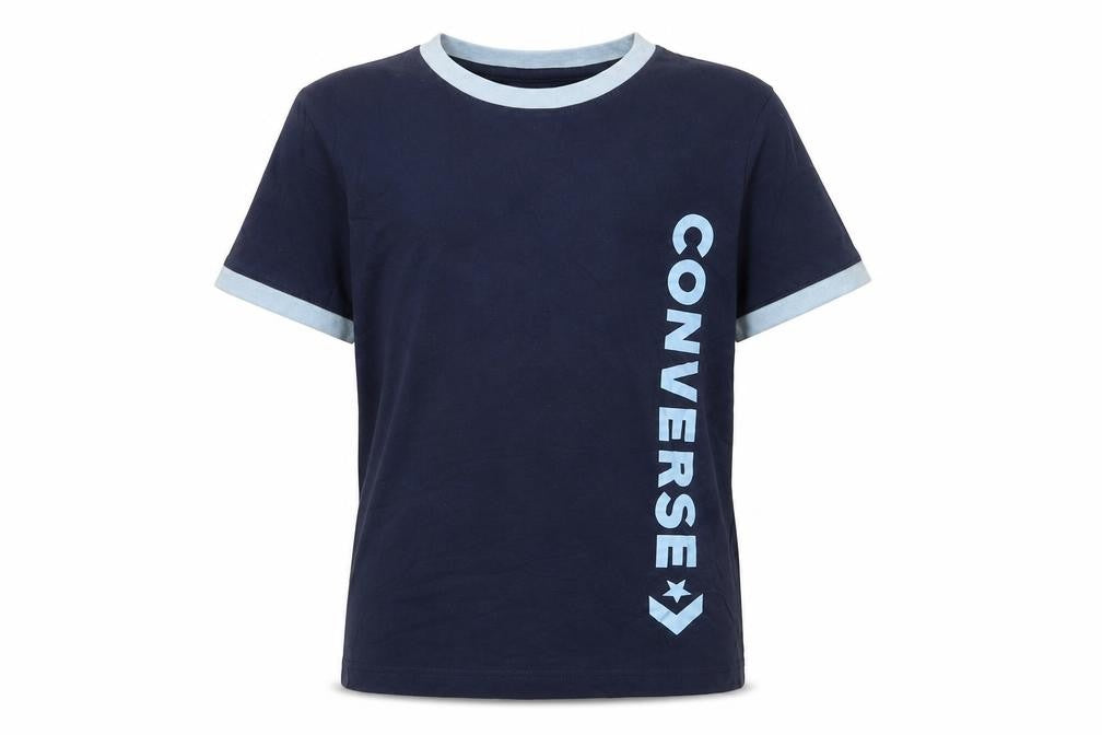 Front view of Converse boys’ blue logo t-shirt 8-10 years casual basic