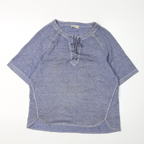 Wrap Women's Blue Short Sleeve Hemp Wrap T-Shirt - Size 8