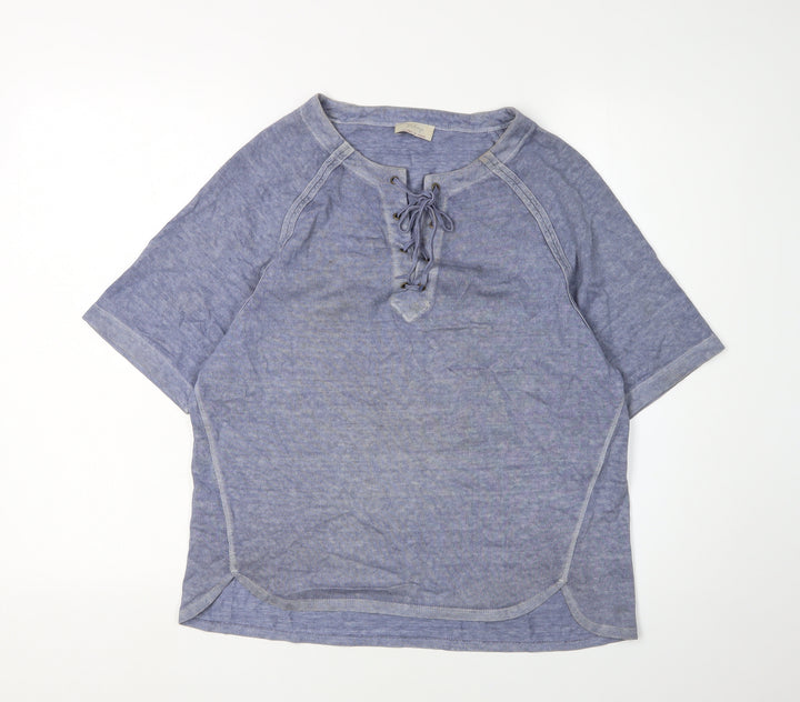 Wrap Women's Blue Short Sleeve Hemp Wrap T-Shirt - Size 8