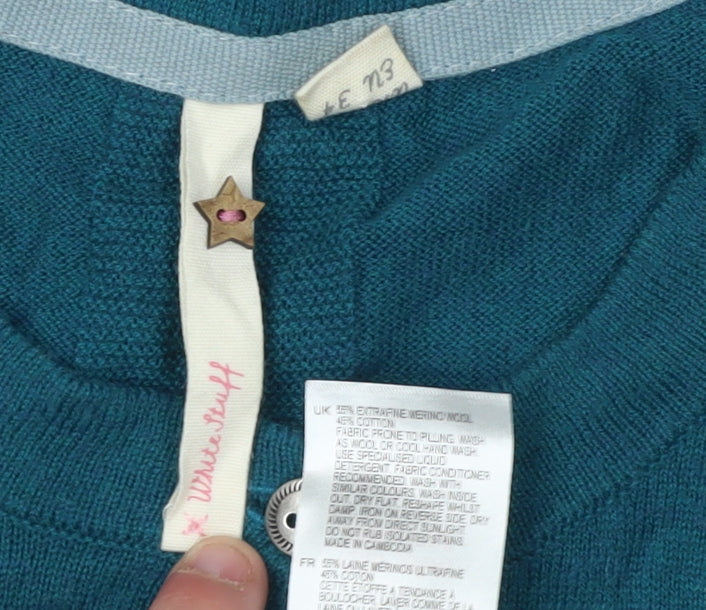 White Stuff Women's Green Merino Cardigan Size 6