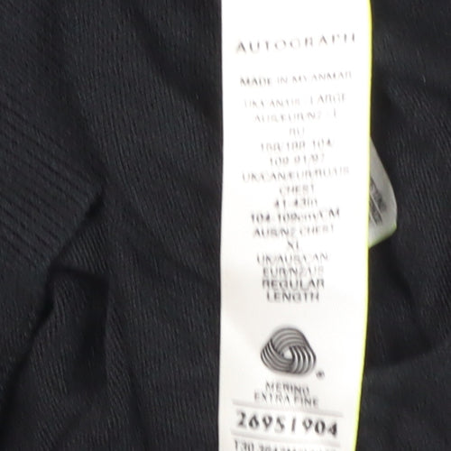 Marks and Spencer Men's Black Roll Neck Wool Jumper L