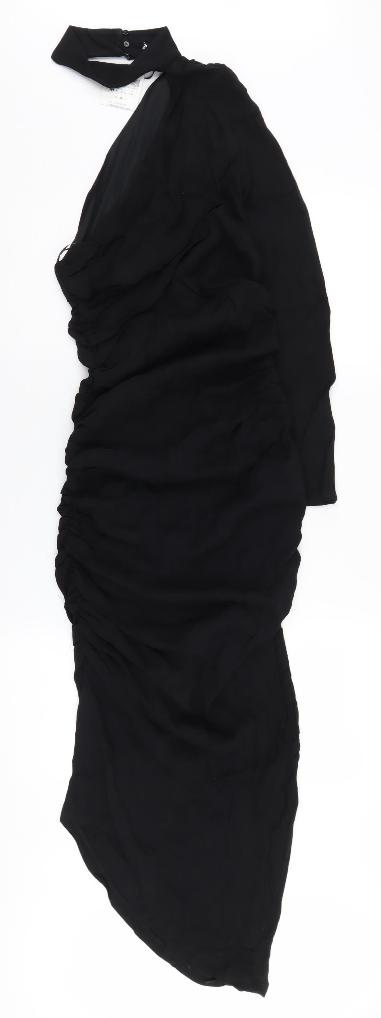 Zara Women's Black Midi Bodycon Dress Size M