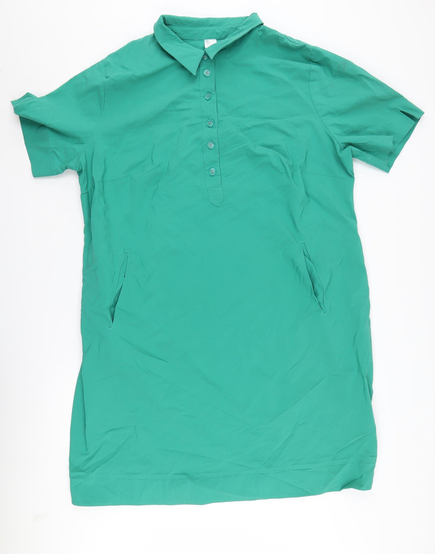 Collection L Women's Green Collared Shirt Dress Plus Size