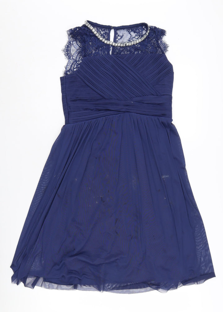 Lipsy London Girls Blue A-Line Dress Size 14 Party Formal