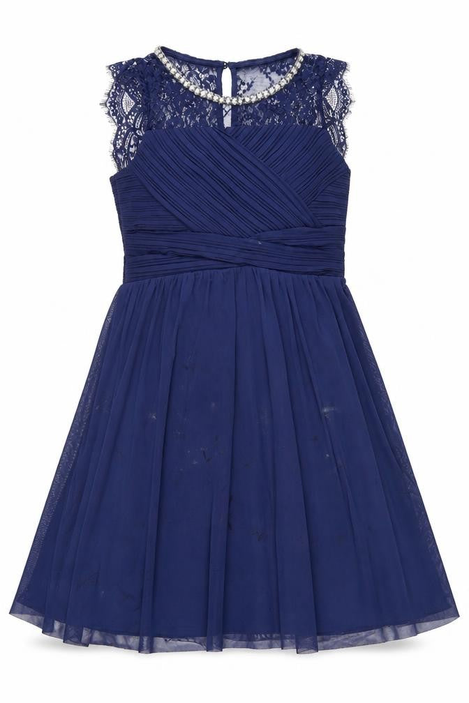 Lipsy London Girls Blue A-Line Dress Size 14 Party Formal