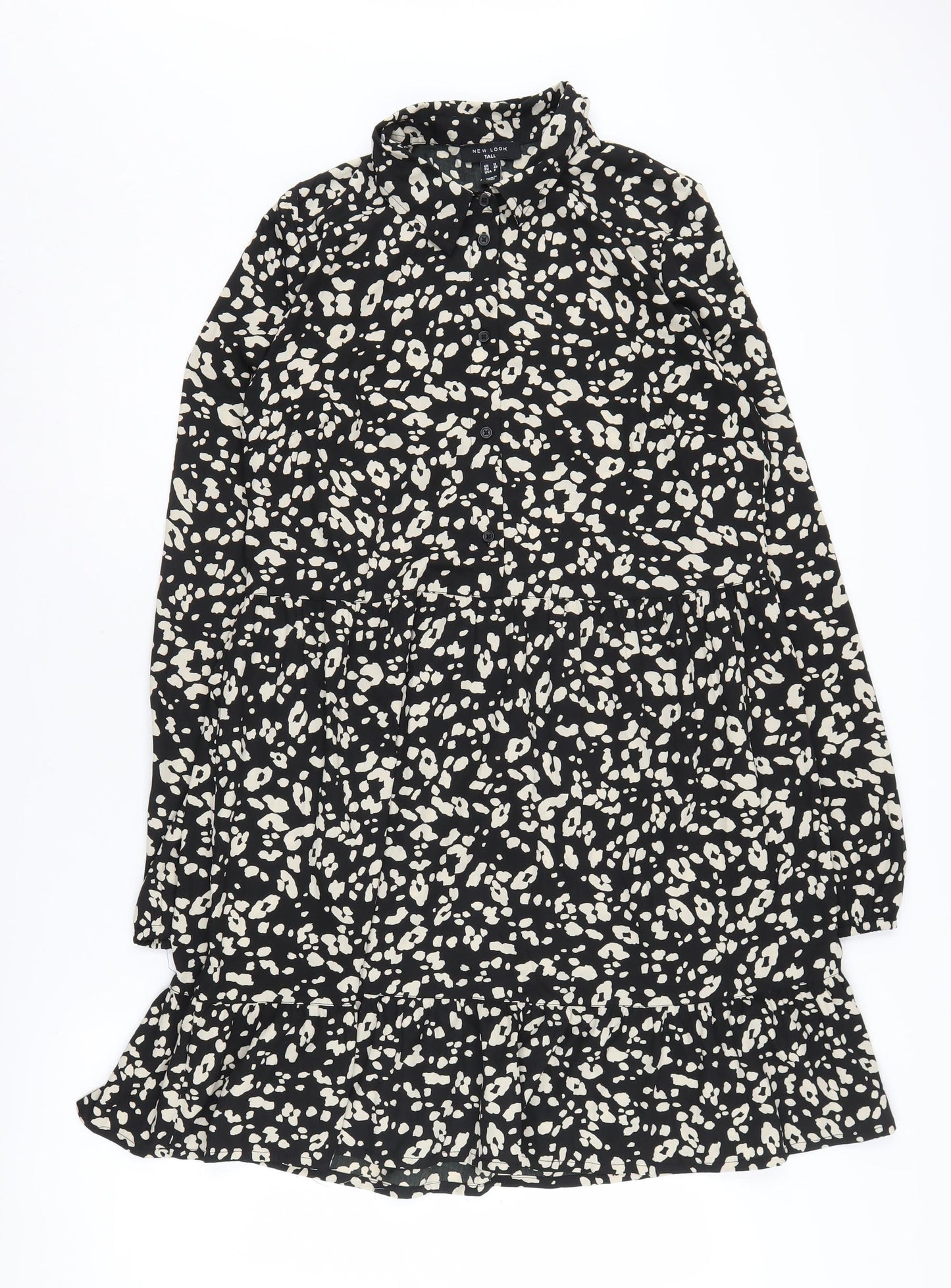 New Look Women's Black Animal Print Shift Dress Size 12
