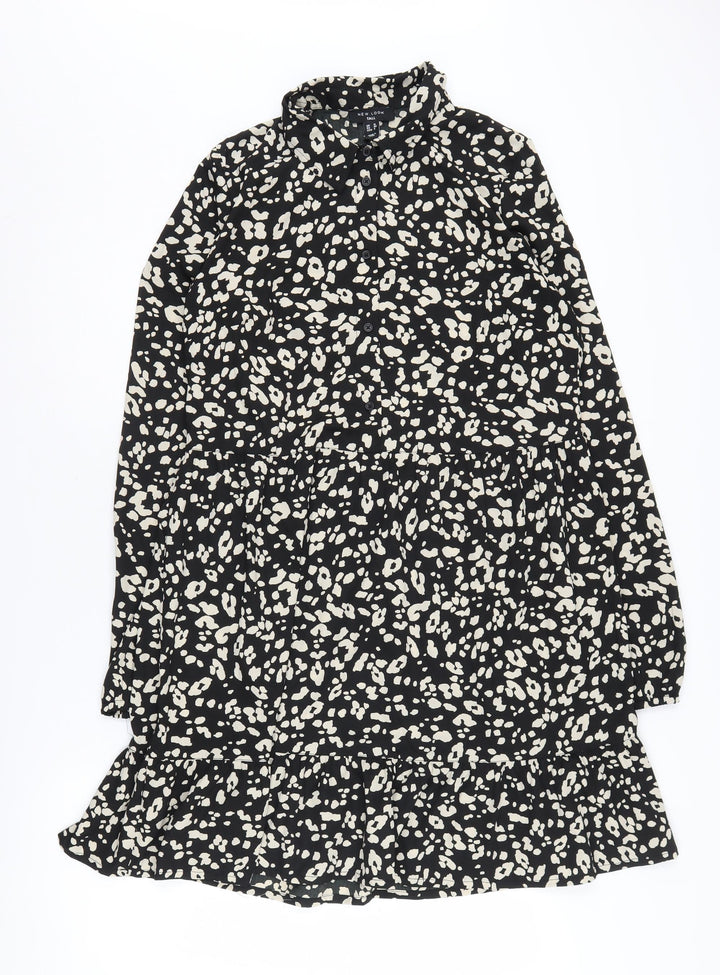 New Look Women's Black Animal Print Shift Dress Size 12