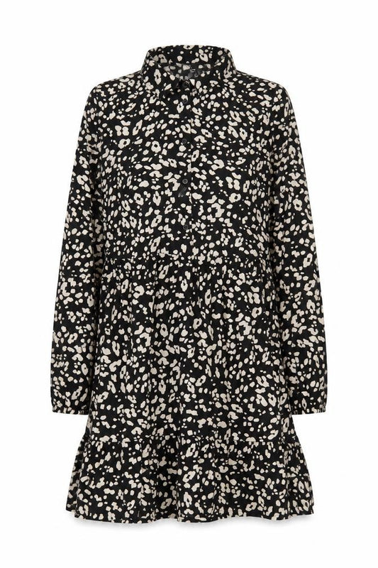 Front view of New Look Women's Black Animal Print Shift Dress, size 12