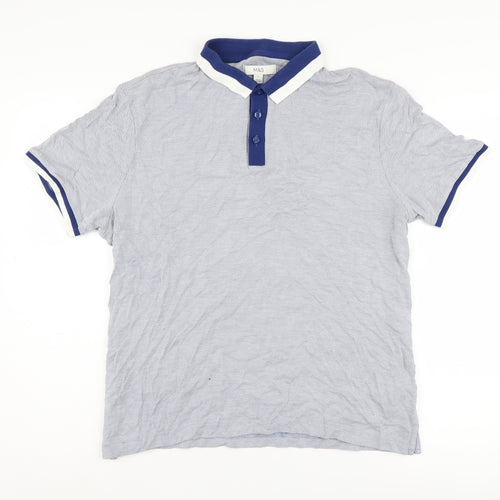 Marks and Spencer Men's Blue Modal Polo Size L