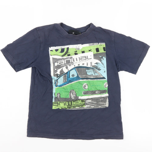 Animal Boys Blue Graphic T-Shirt, 7-8 Years, Casual Style