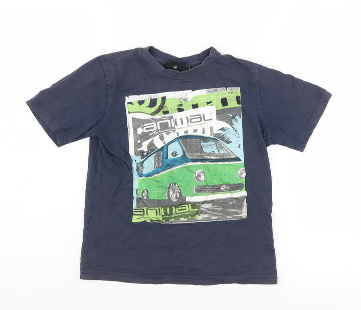 Animal Boys Blue Graphic T-Shirt, 7-8 Years, Casual Style