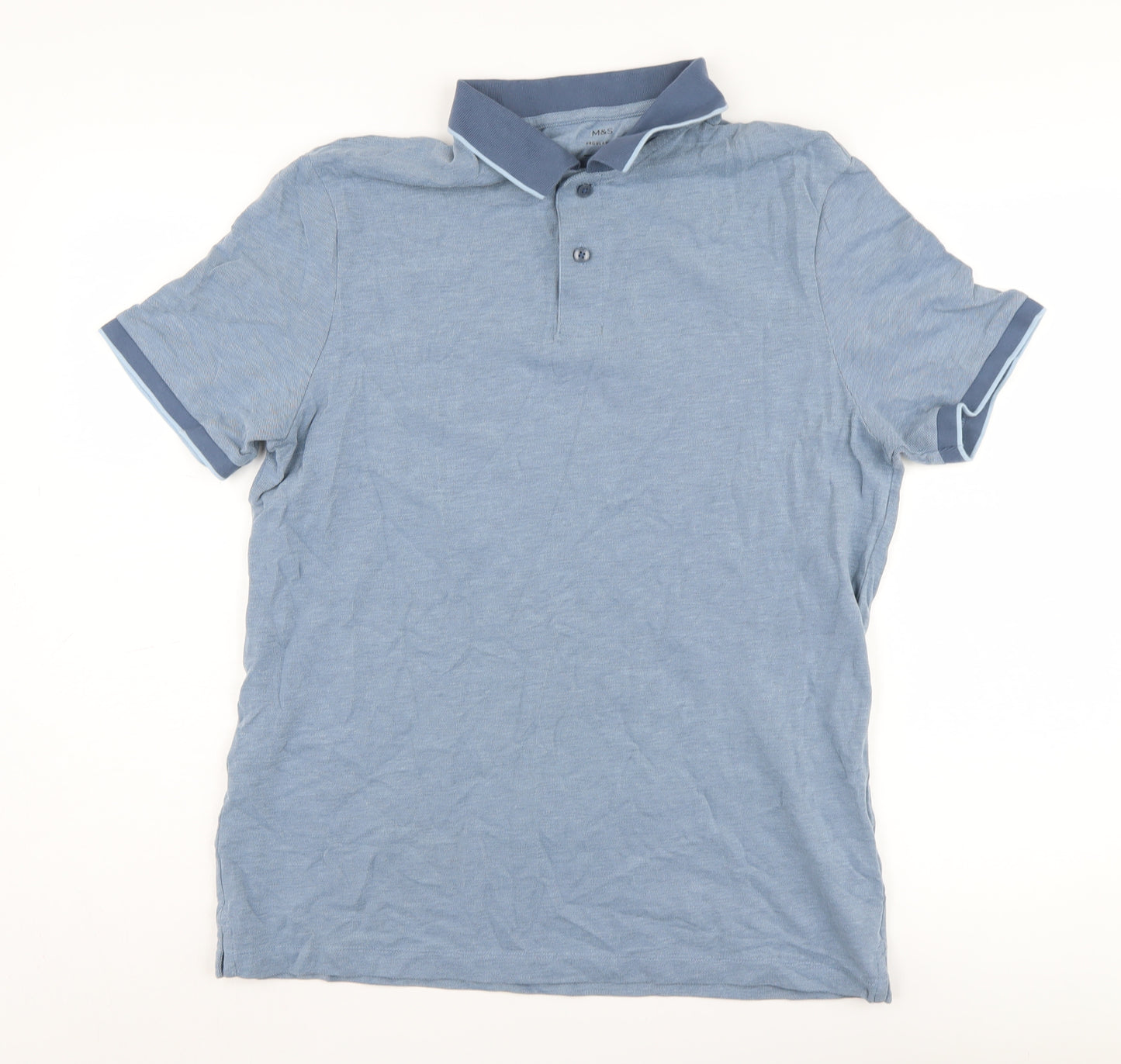 Marks and Spencer Men's Blue Polo Large Cotton
