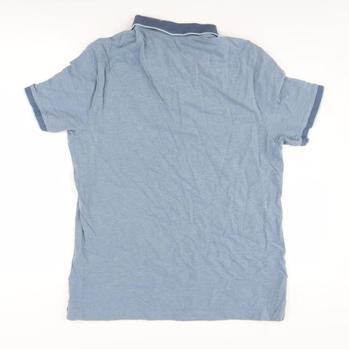 Marks and Spencer Men's Blue Polo Large Cotton