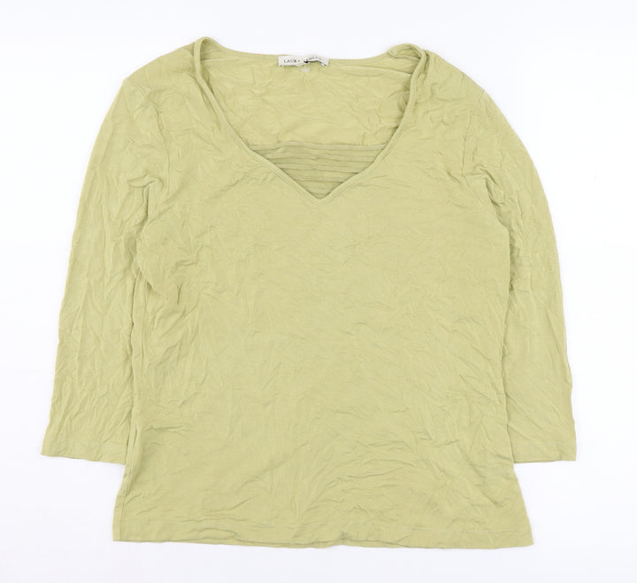 Laura Ashley Women’s Green Viscose Blouse, Size 16, 3/4 Sleeve