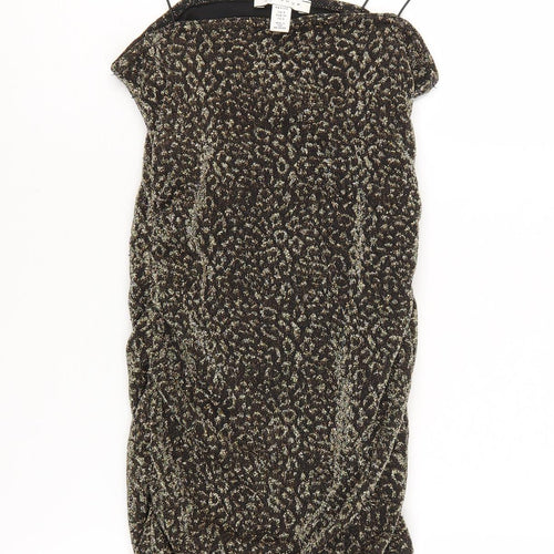Topshop Petite Black Animal Print Slip Dress