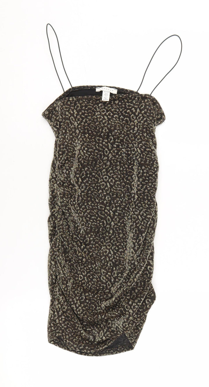Topshop Petite Black Animal Print Slip Dress