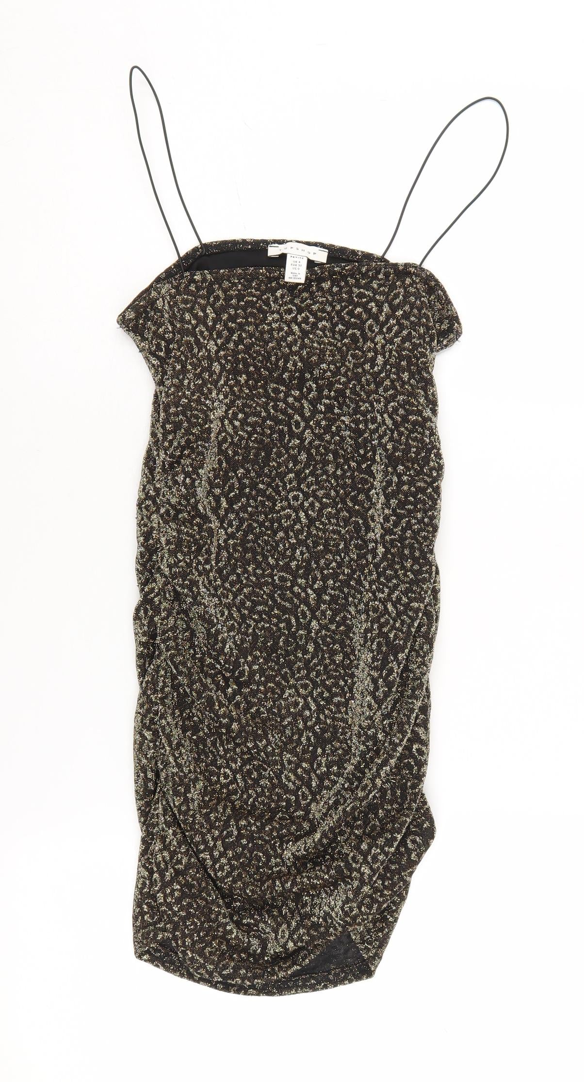 Topshop Petite Black Animal Print Slip Dress