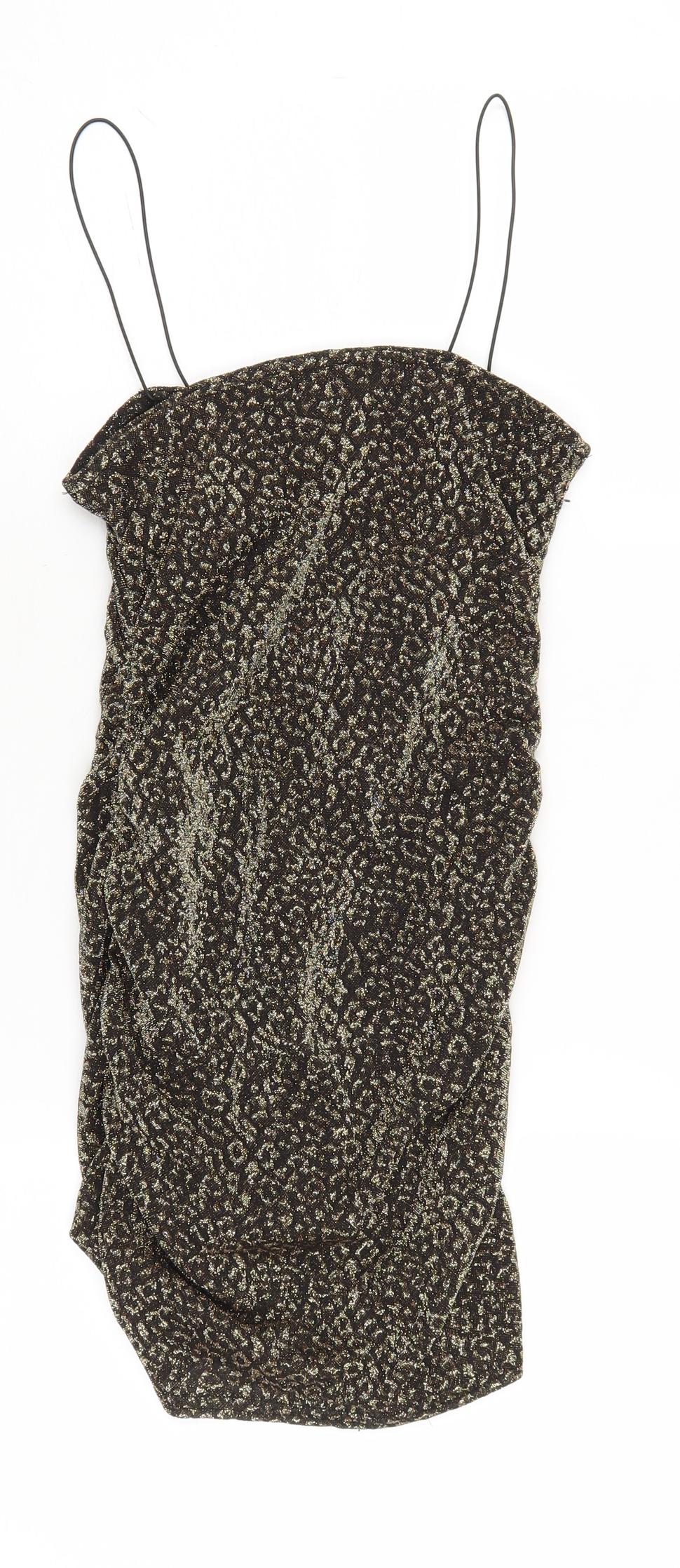 Topshop Petite Black Animal Print Slip Dress