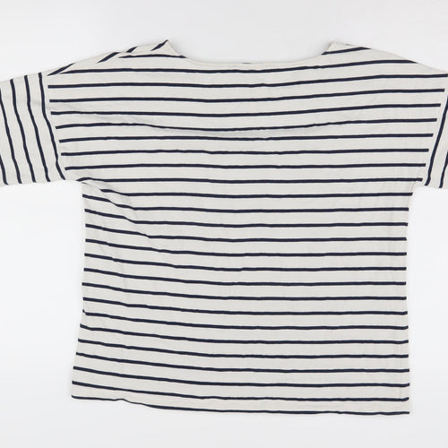 Jaeger Women's White Striped M Boat Neck T-Shirt