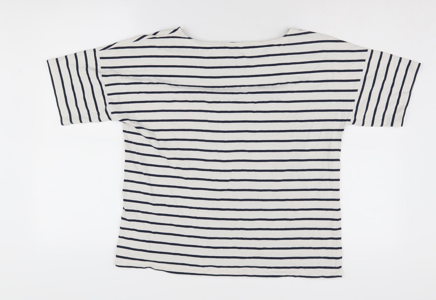 Jaeger Women's White Striped M Boat Neck T-Shirt