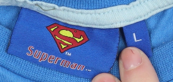 Superman Men's Blue Graphic T-Shirt - Large