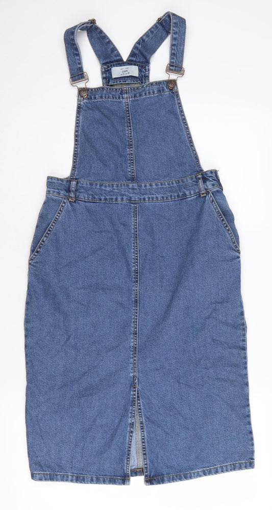 New Look Women's Blue Denim Pinafore Dress Size 10