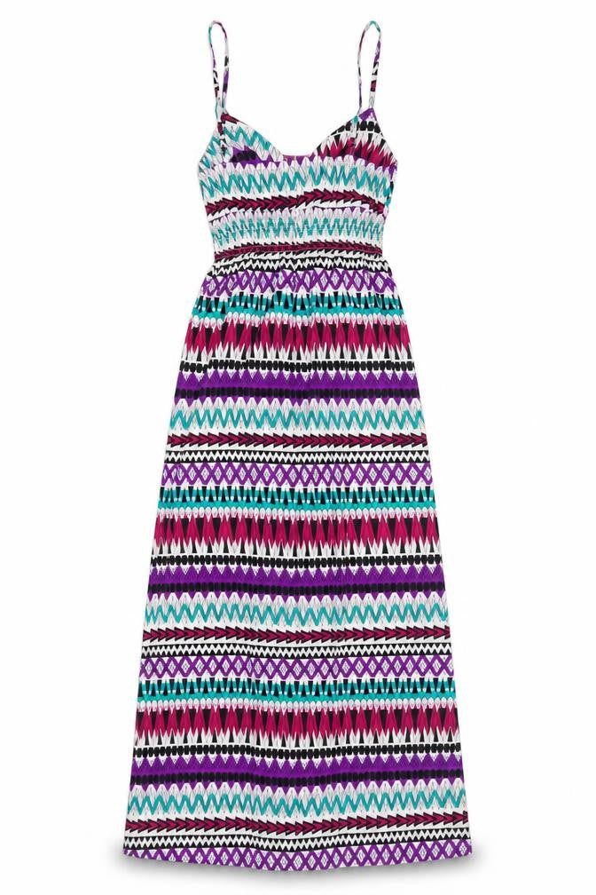 Front view of LOOK Women's Geometric Maxi Dress, size 12, Multicoloured