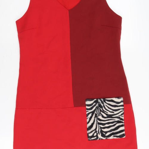 Trend Women's Red Shift Dress - Size 10, Colourblock