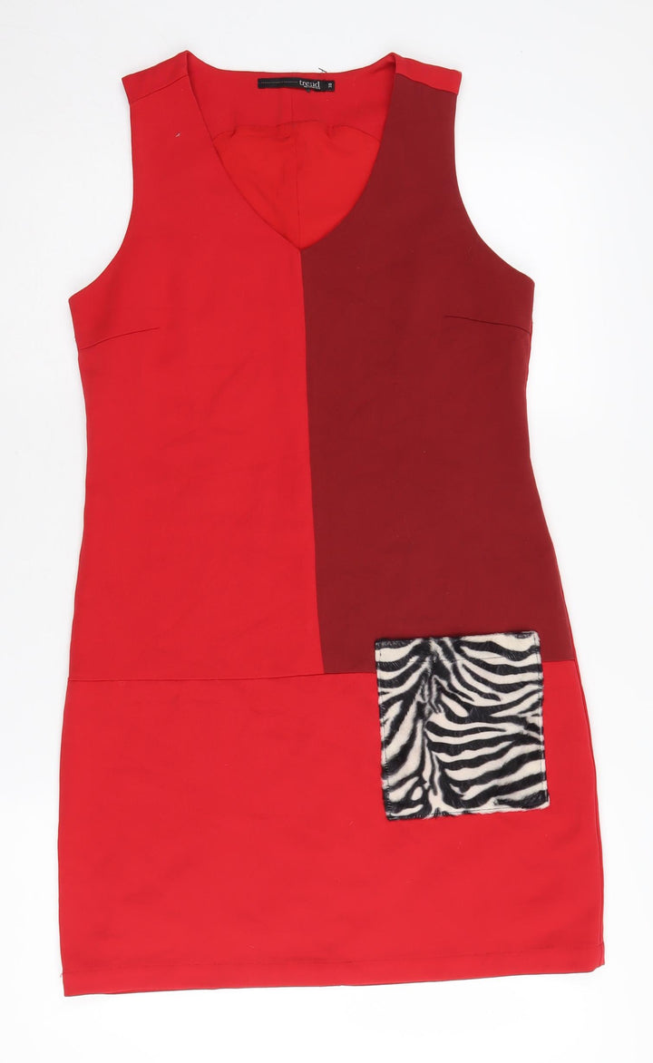 Trend Women's Red Shift Dress - Size 10, Colourblock