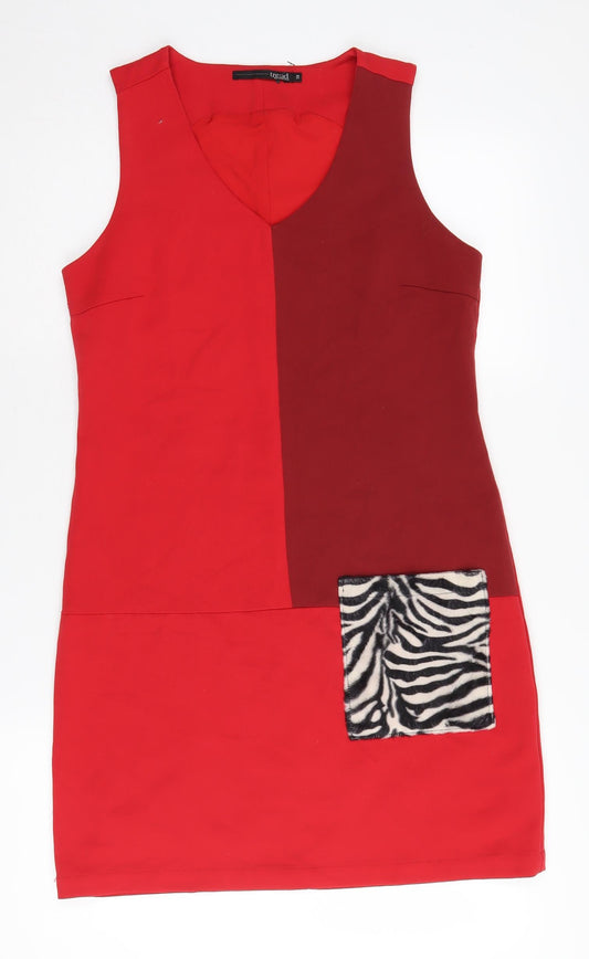 Trend Women's Red Shift Dress - Size 10, Colourblock