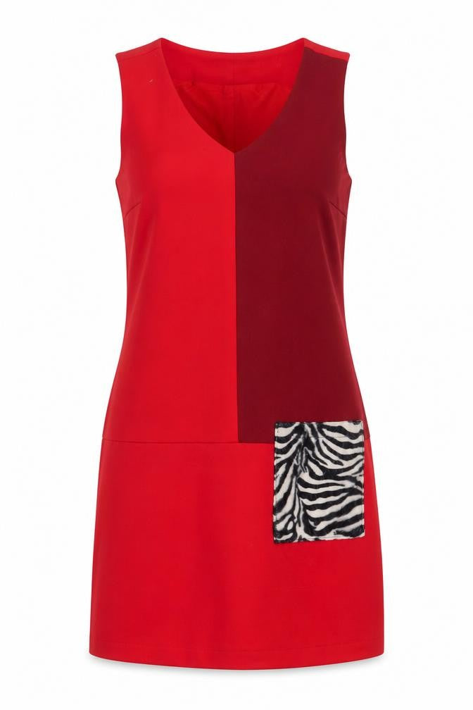 Front view of Trend Women's Red Shift Dress -, size 10, Colourblock