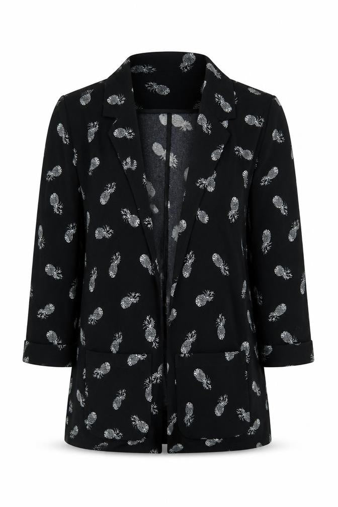 By Henry Holland Women's Black Blazer, Size 12, Pineapple Print