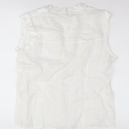 White Stuff Women's White Linen Button-Up Top Size 16