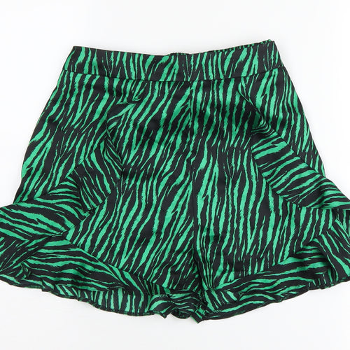 River Island Women's Green Animal Print Shorts Size 12