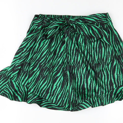 River Island Women's Green Animal Print Shorts Size 12