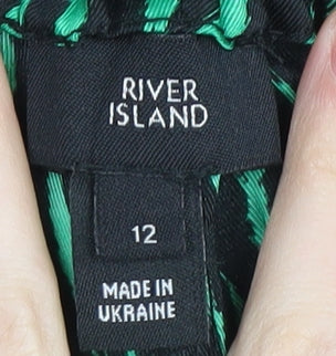 River Island Women's Green Animal Print Shorts Size 12