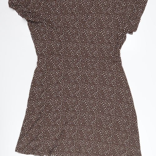 Next Women's Brown Polka Dot Wrap Dress Size 18