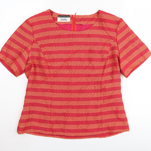 Toypes Women's Red Striped Jersey Short Sleeve Top